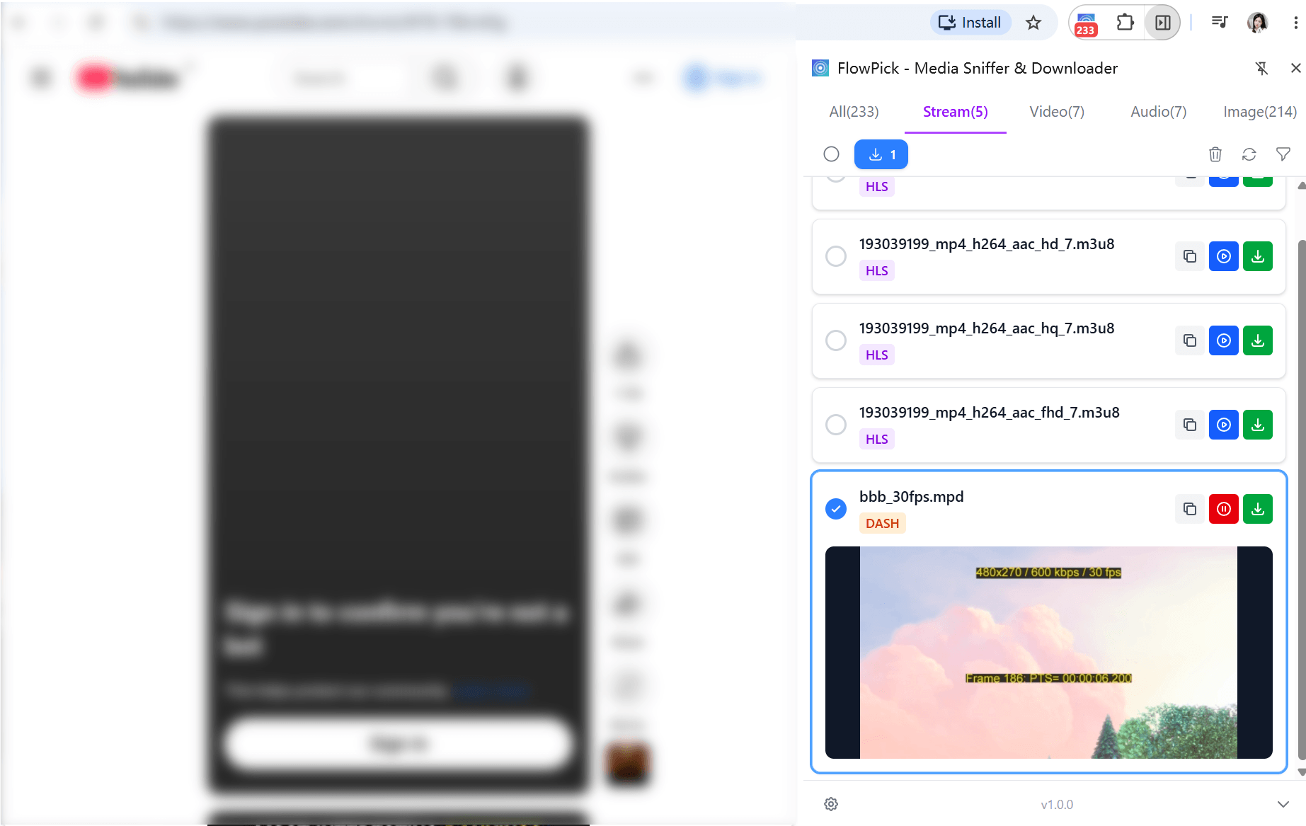 DASH Stream Detection Results