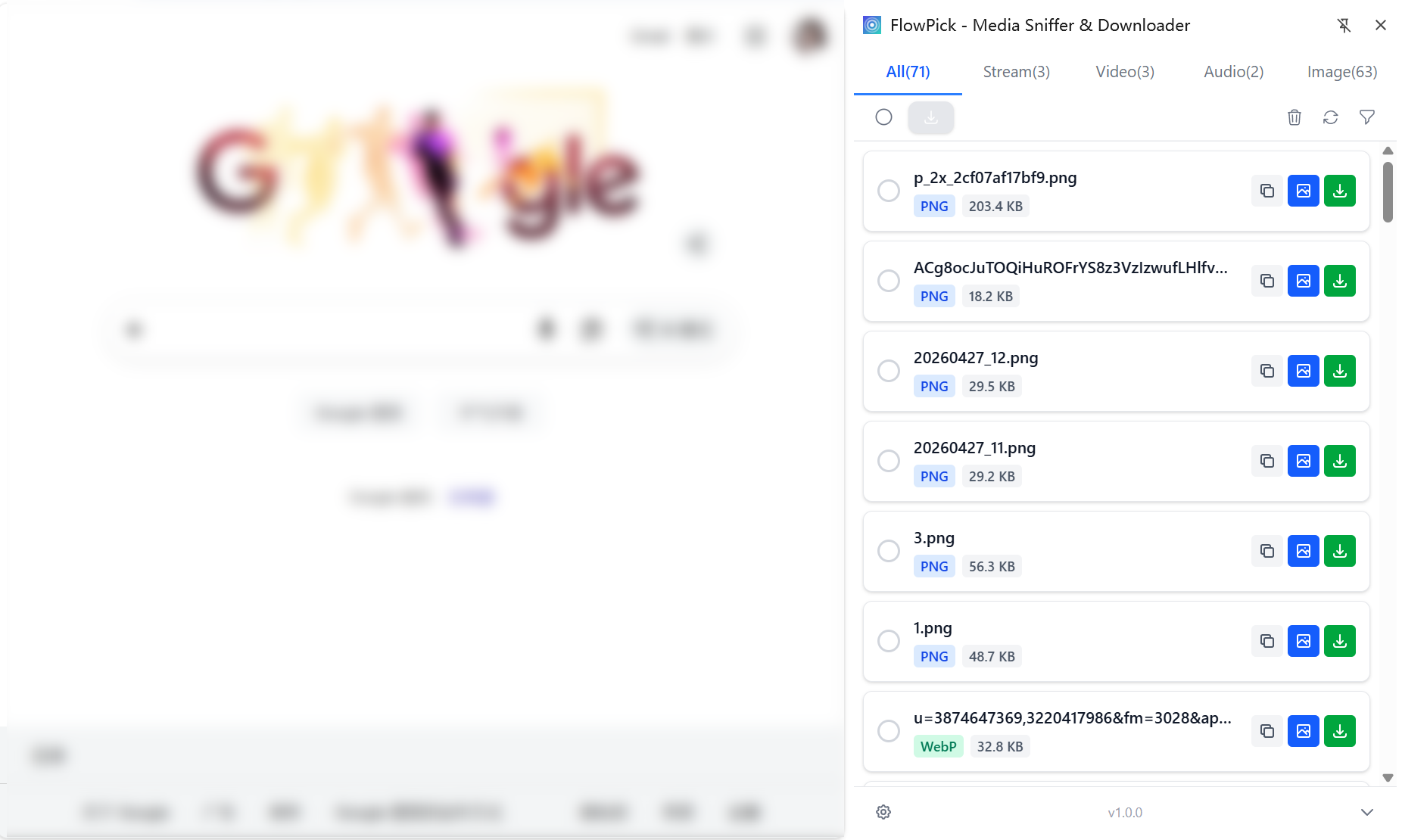 Extension Popup — Media Detection Results
